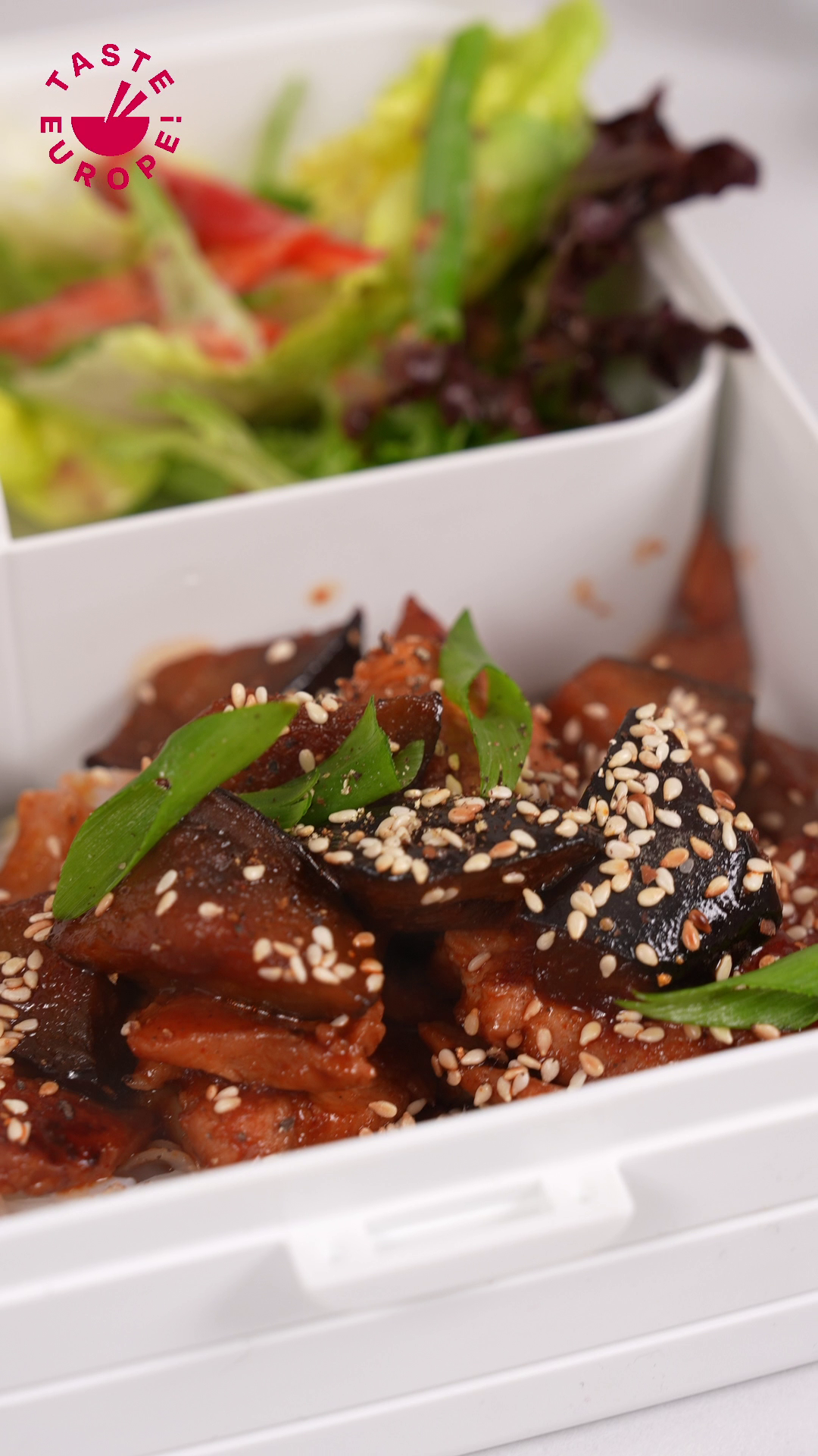 Somen Noodles with Roasted Eggplant and European Pork in Miso-Gochujang Sauce